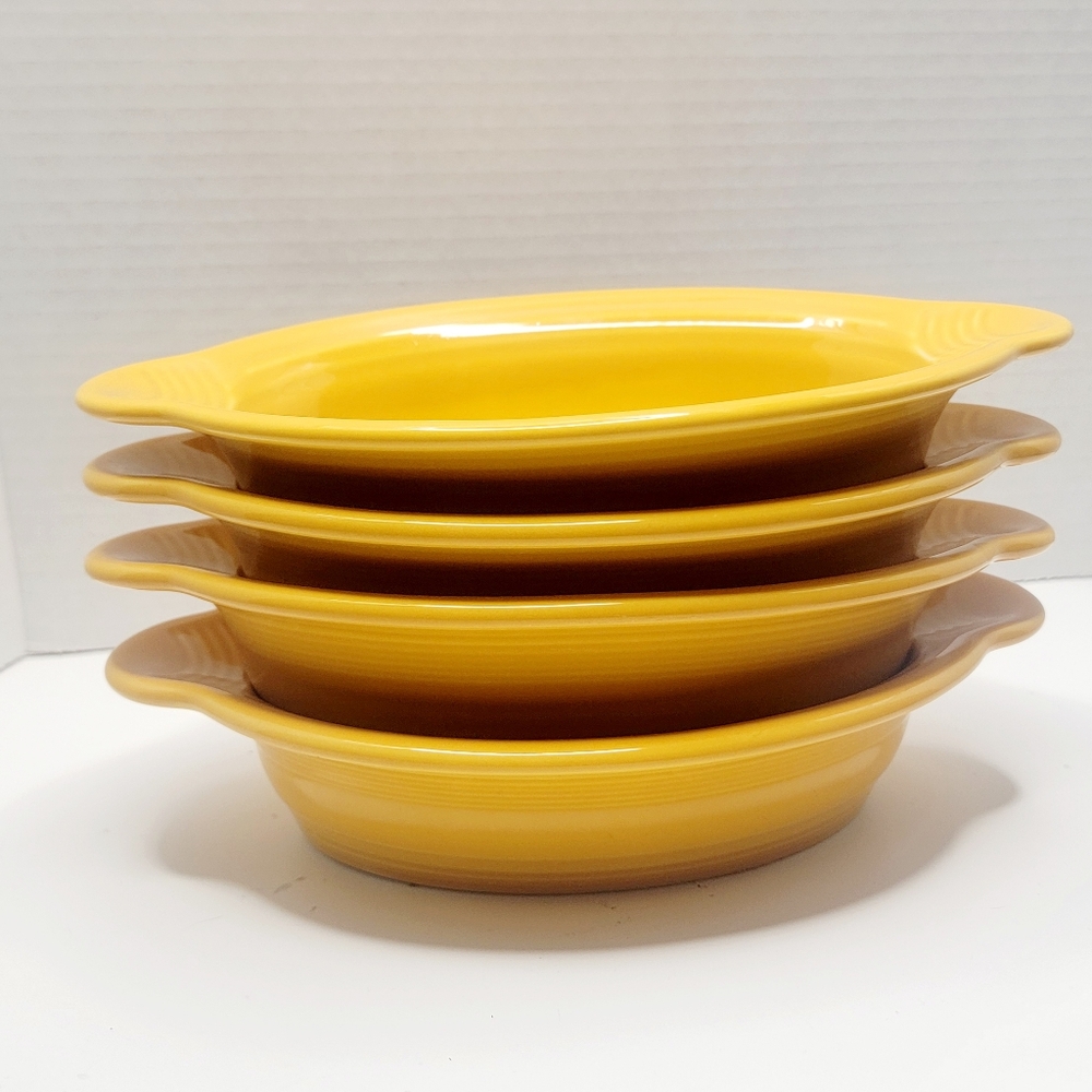 Fiesta 13 oz Oval Casserole individual Dish Daffodil Yellow Handles